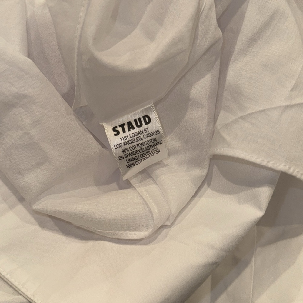 NWOT STAUD Landry Shoulder-Tie Smocked Cotton Maxi White Dress sz M - Picture 11 of 12